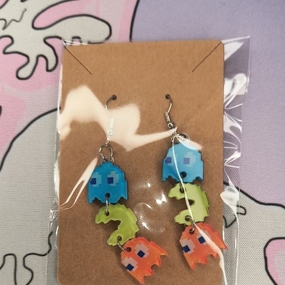 Accessories - Colorful Ghost Earrings Pacman